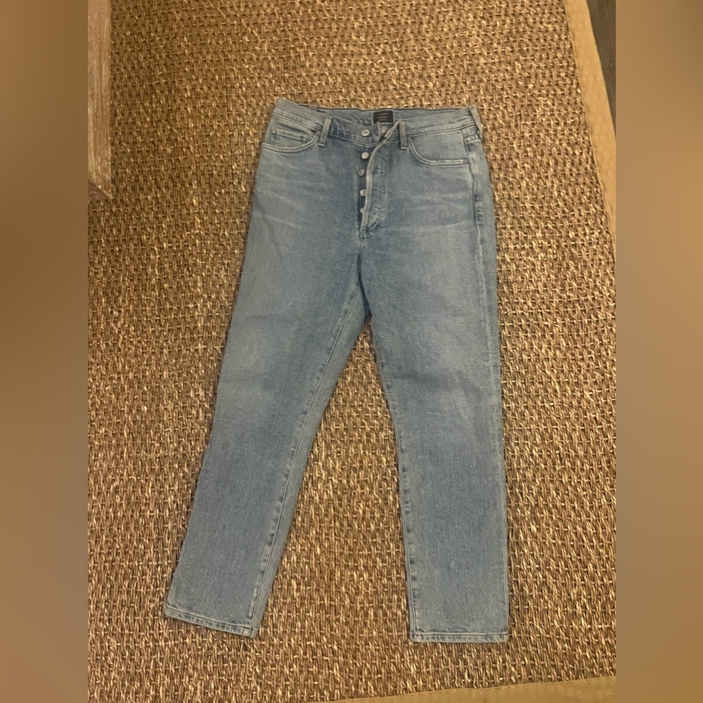 Citizen of Humanity light wash, high rise jeans.